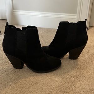 Black suede heeled booties